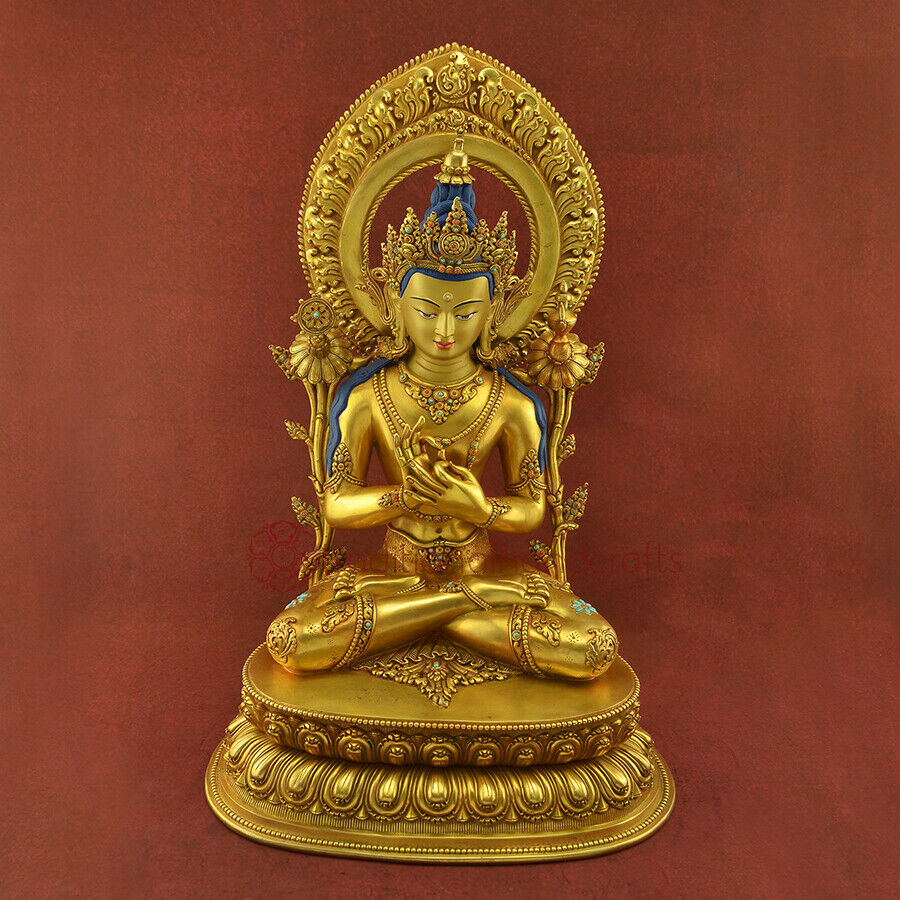  Hand Made Copper Alloy with Fully Gold Gilded Maitreya Buddha Statue