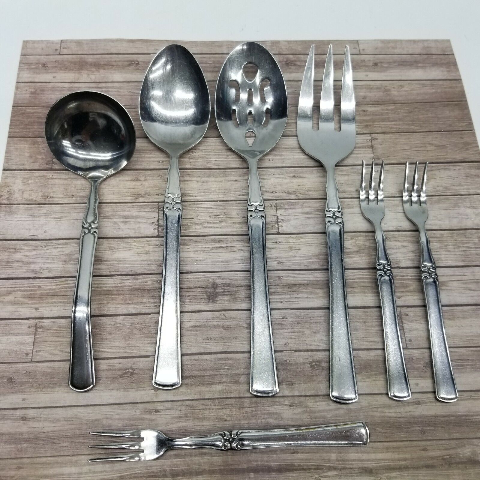 Orleans Silver Stainless Steel Japan Pattern 66 Serving Set Spoons Fork Flatware