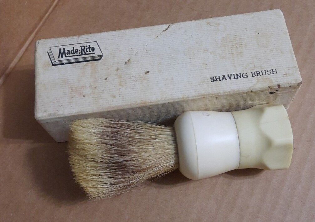 Made Rite Sterilized MADE RITE  # 500 BADGER  Shaving Brush, Made In USA W/ BOX 