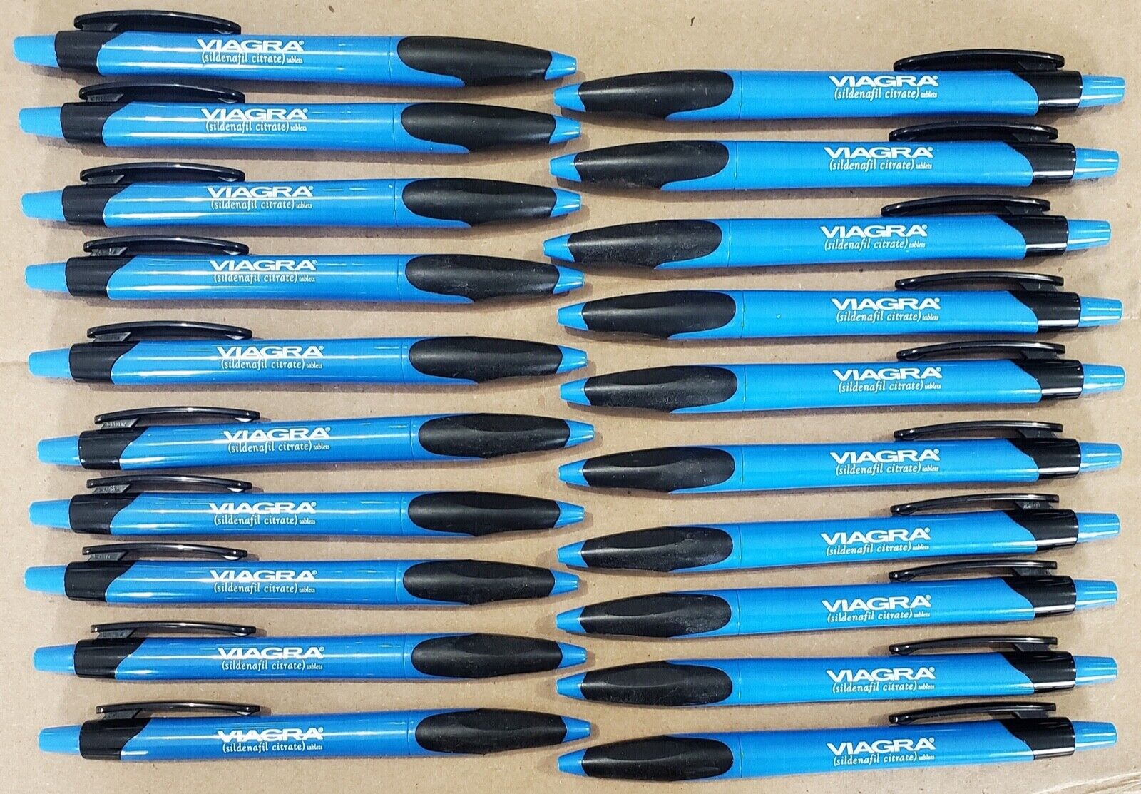 20 VIAGRA Drug Rep Click Pens Brilliant Blue VINTAGE Gag Gift Birthday Smooth