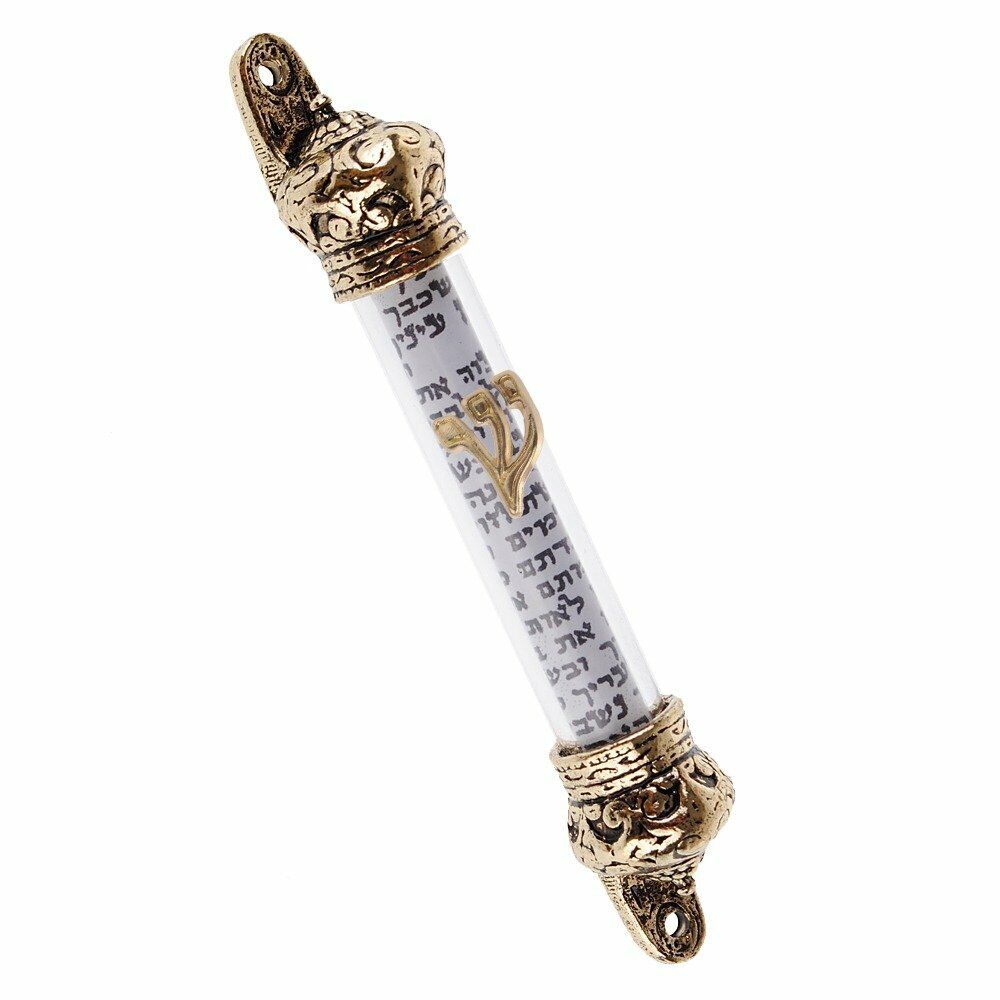 Gold Plated Mezuzah with Scroll ( 5 inches )
