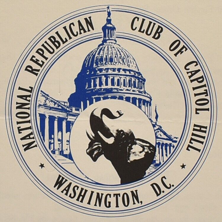 1986 National Republican Club Of Capitol Hill Restaurant Menu Washington DC