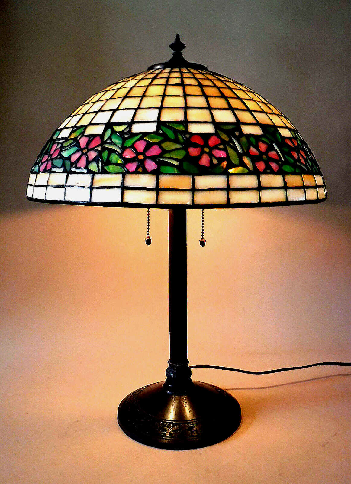 Arts & Crafts Antique Miller Handel Era Art Stain Glass Leaded Shade Table Lamp