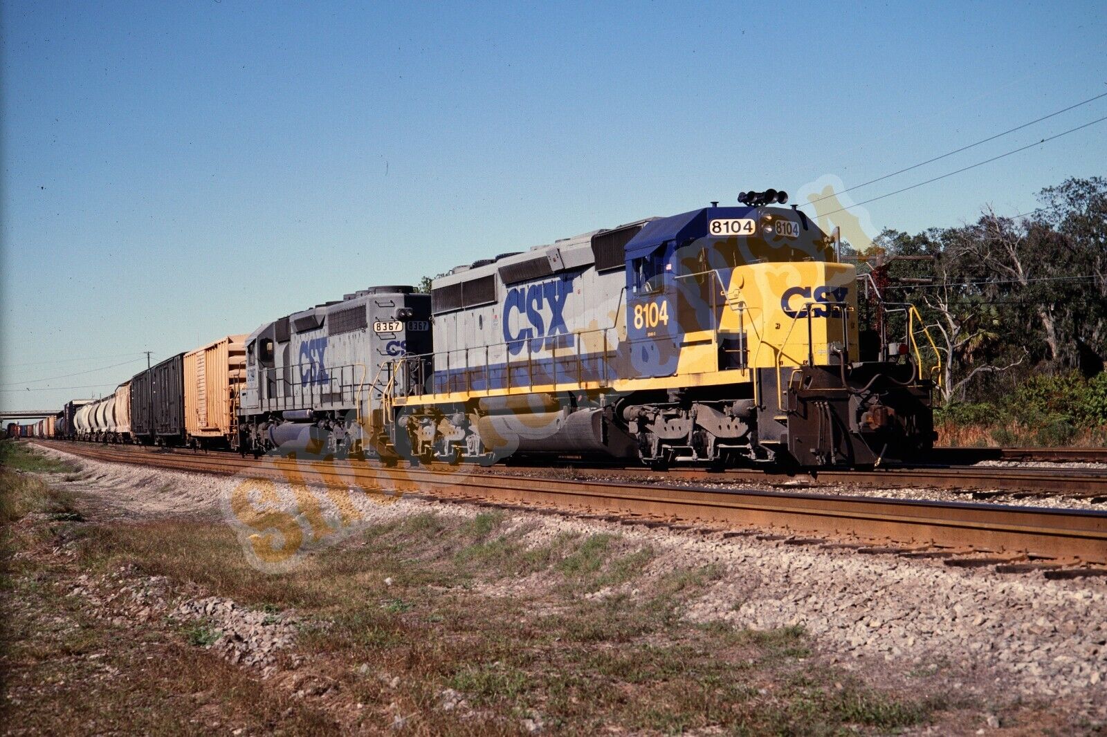 Vtg 1994 Train Slide 8104 8367 CSX Engines X4P074