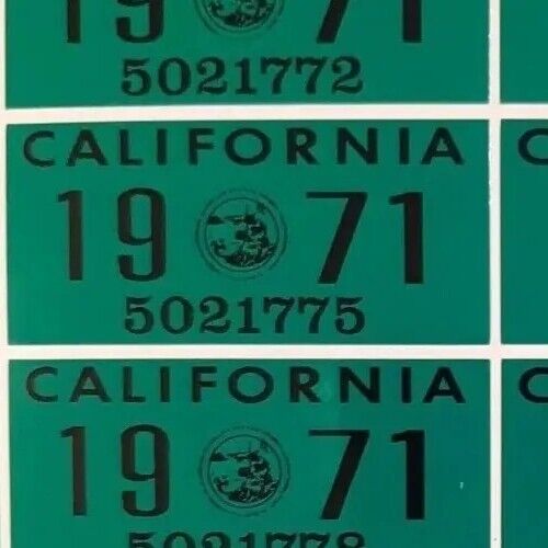 1971 California License Plate Registration Sticker, decal, YOM, CA DMV