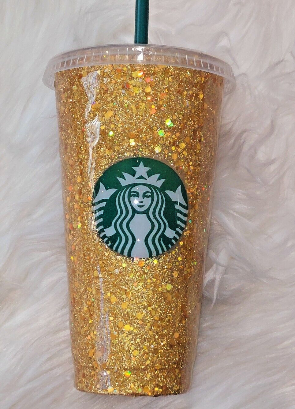 STARBUCKS Custom Reusable Cold Cup Tumbler 24oz | Bling Holographic Glitter Cup