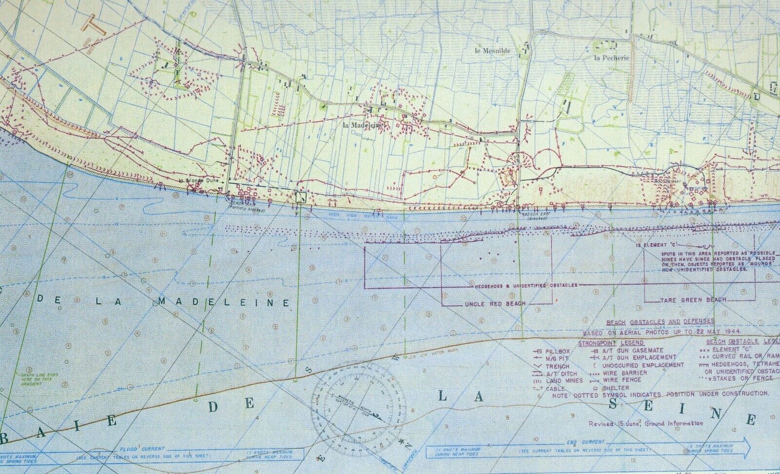 D-DAY GERMAN DEFENCES FOR ALLIED ASSAULT UTAH BEACH 1944 TWO HARDBACK WAR MAPS