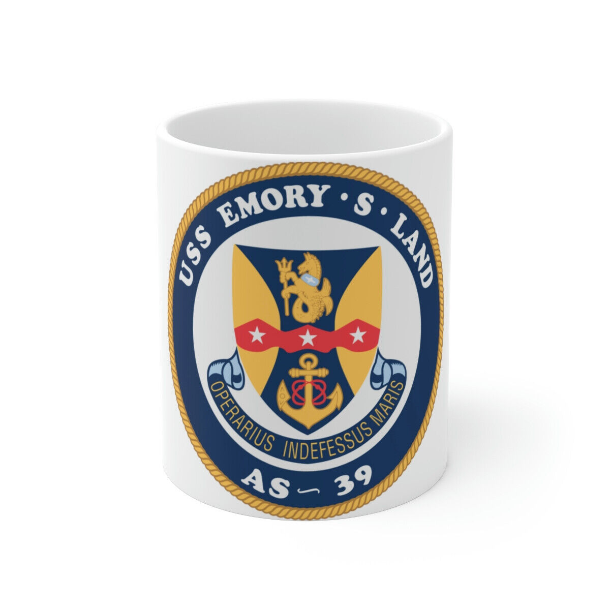 USS Emory S Land AS 39 (U.S. Navy) White Coffee Cup 11oz