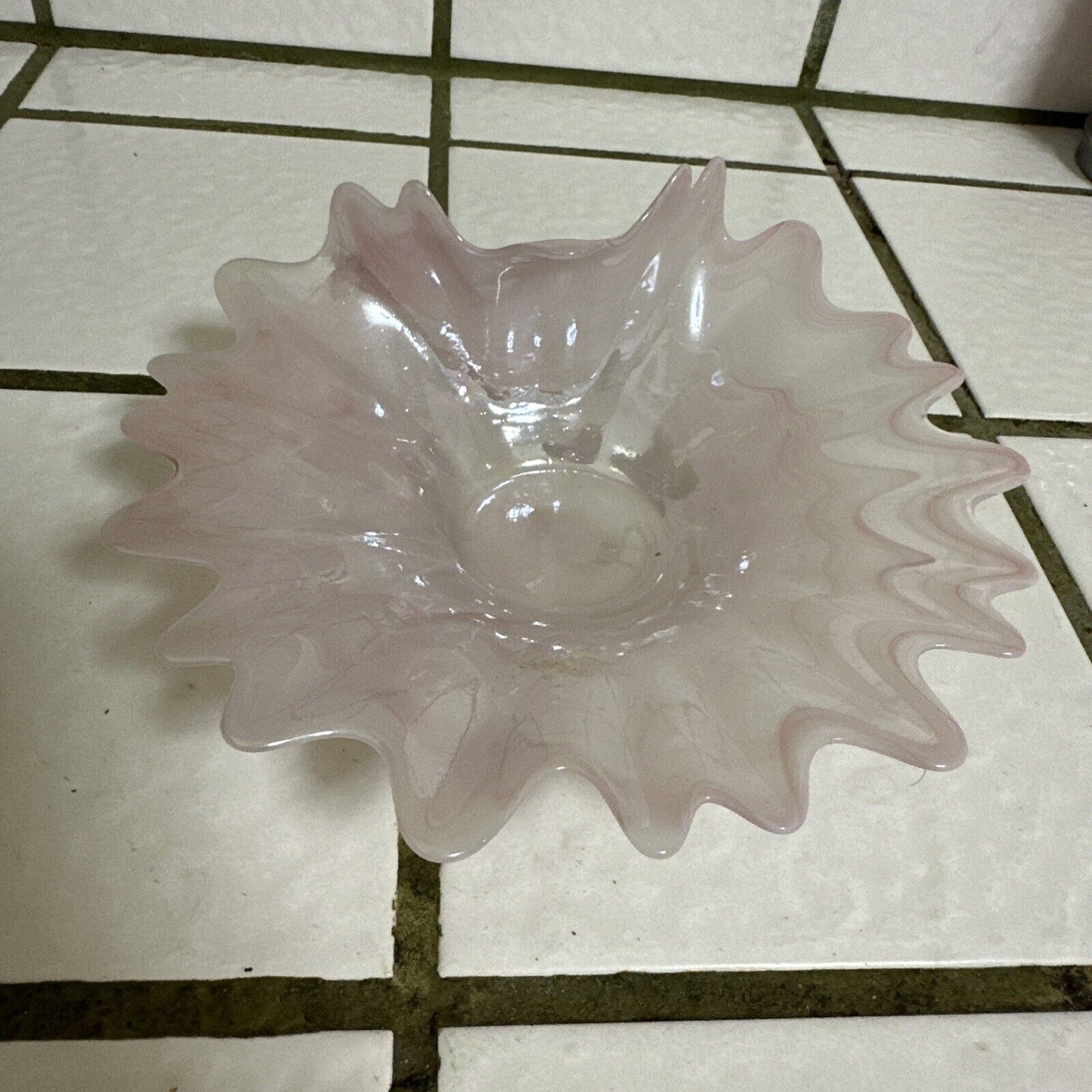 VTG Murano Vetro Eseguito Secondo La Tecnica Dei Maestri Art 8” Pink Glass Bowl