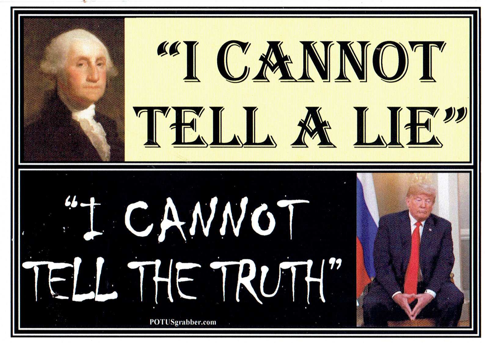 anti TRUMP vs. GEORGE WASHINGTON- LIES  political bumper sticker 