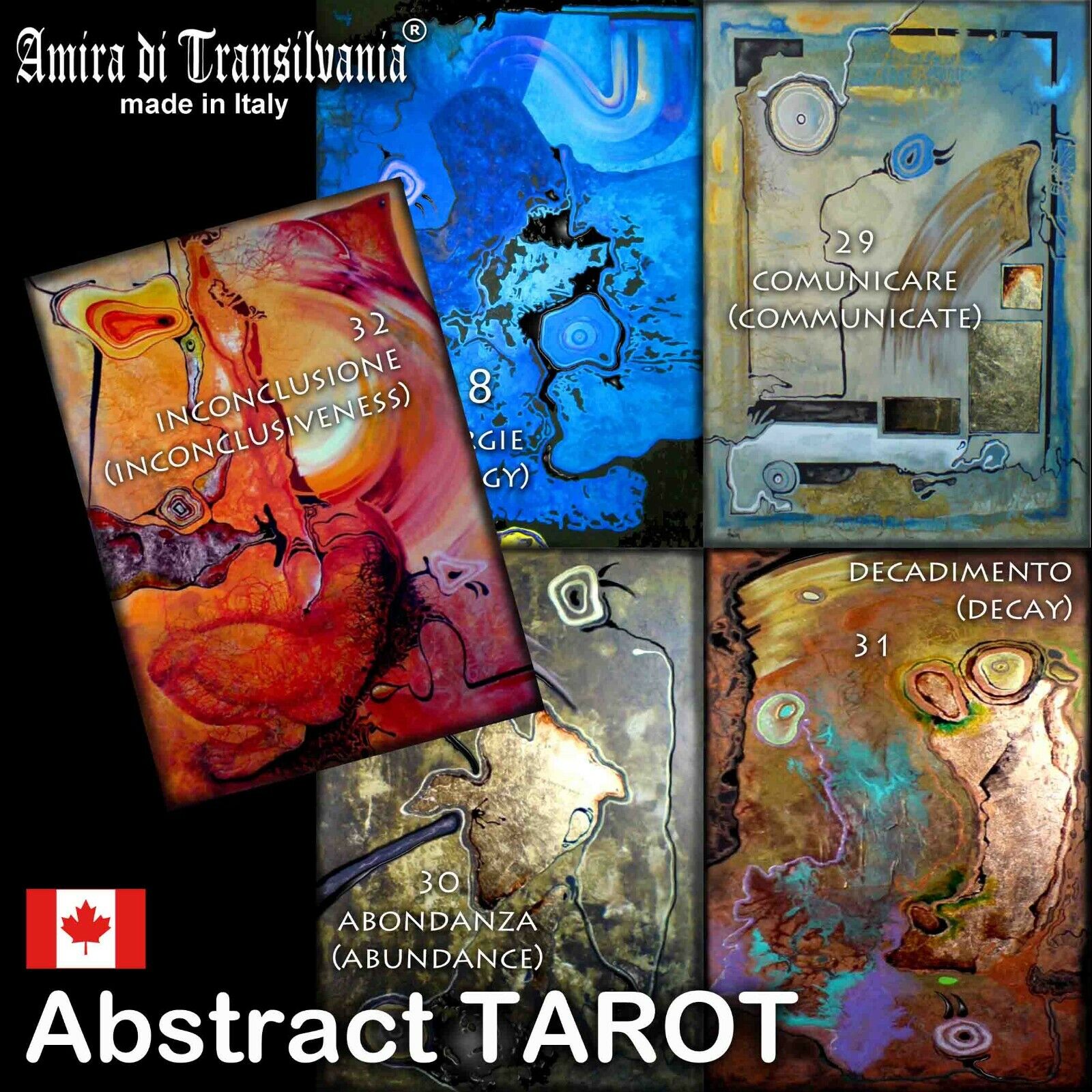 abstract art tarot card cards deck vintage oracle esoteric instructions book set
