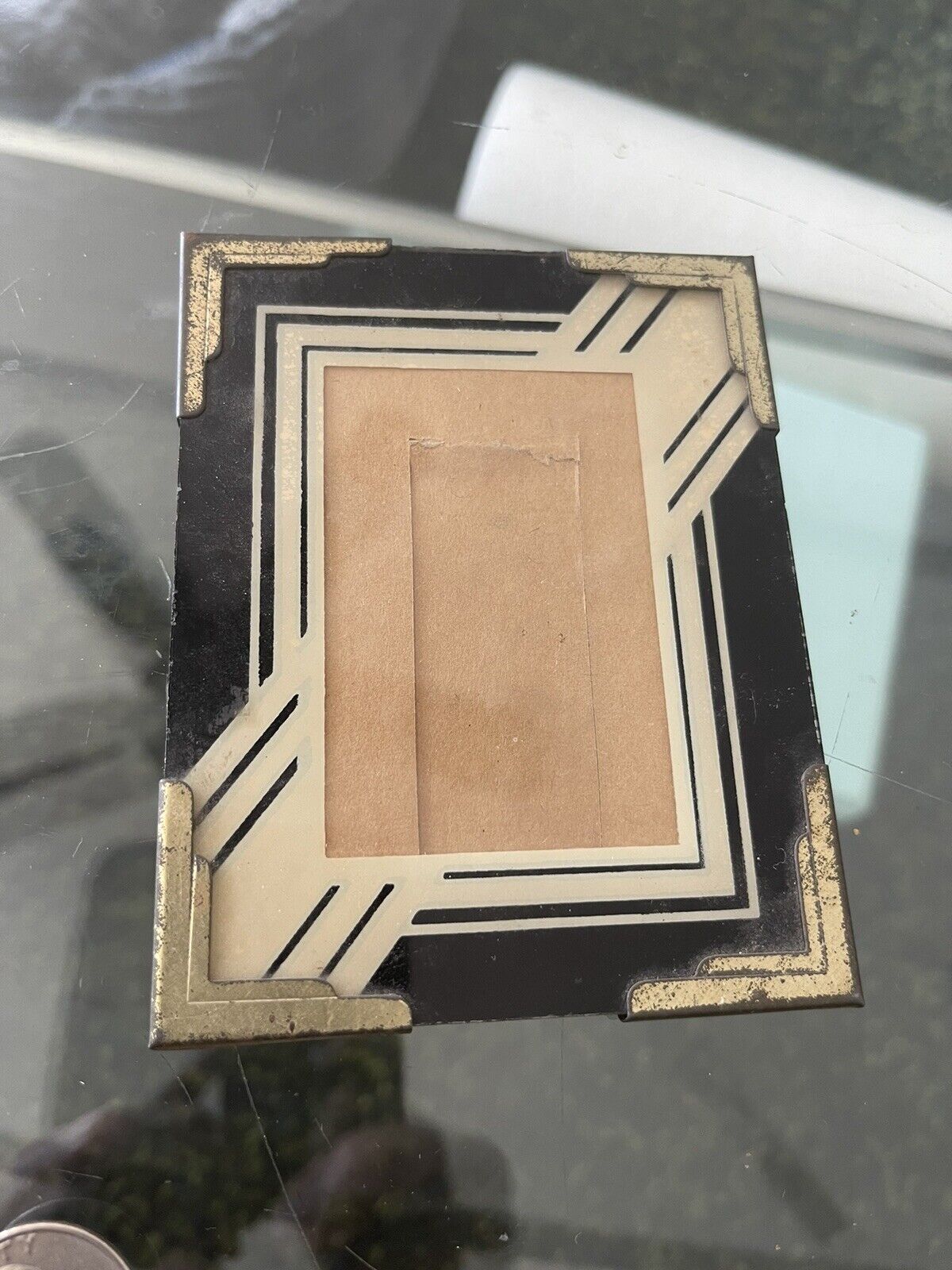 Miniature Small Vintage 1930s Glass Deco Picture Photo Frame