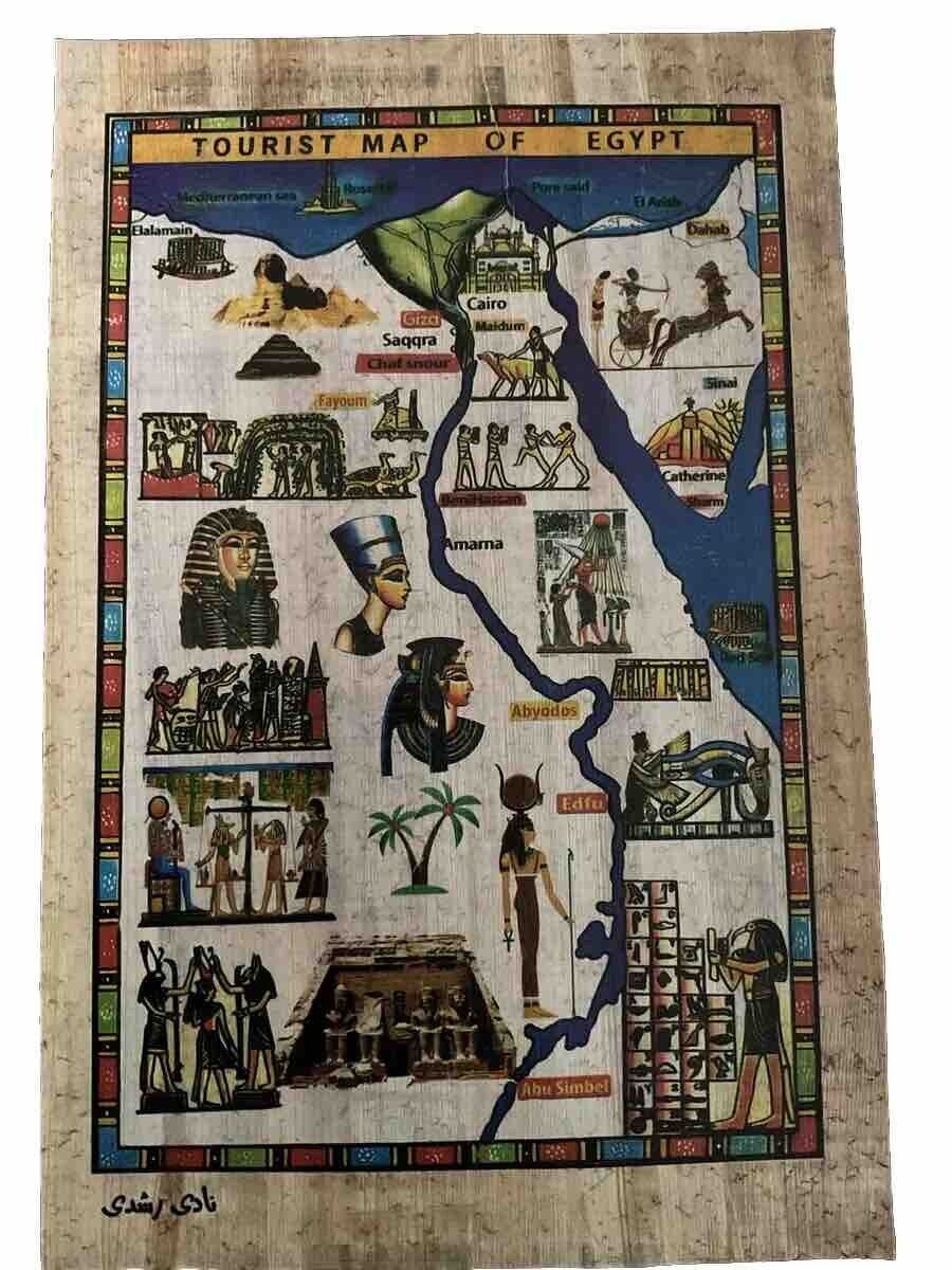 Handmade Egyptian papyrus Map of the Nile Treasures 8x12”