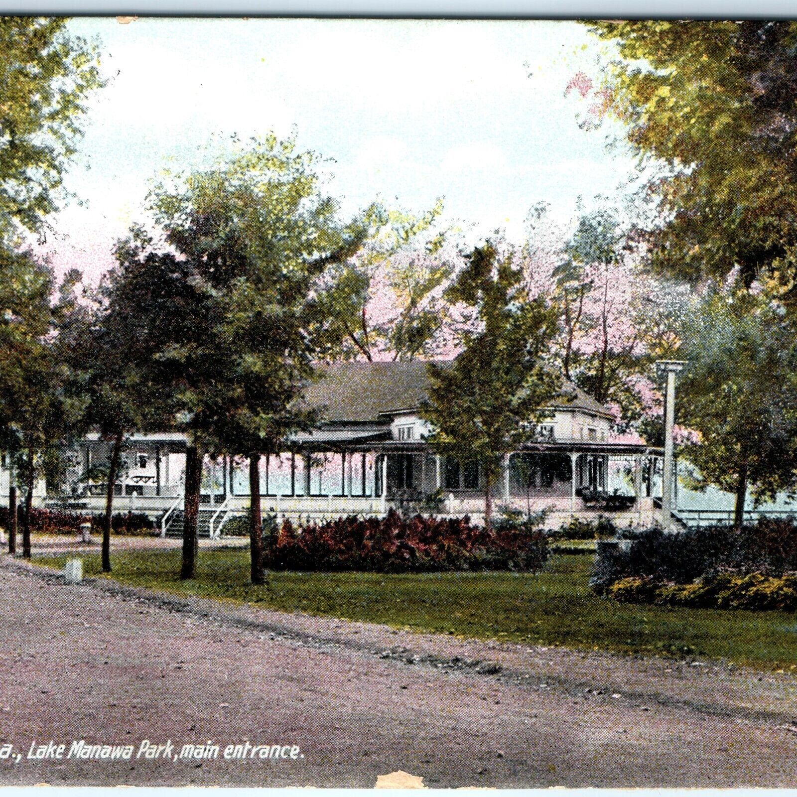 c1910s Council Bluffs, IA Lake Manawa Park Entrance Rare View Postcard A116