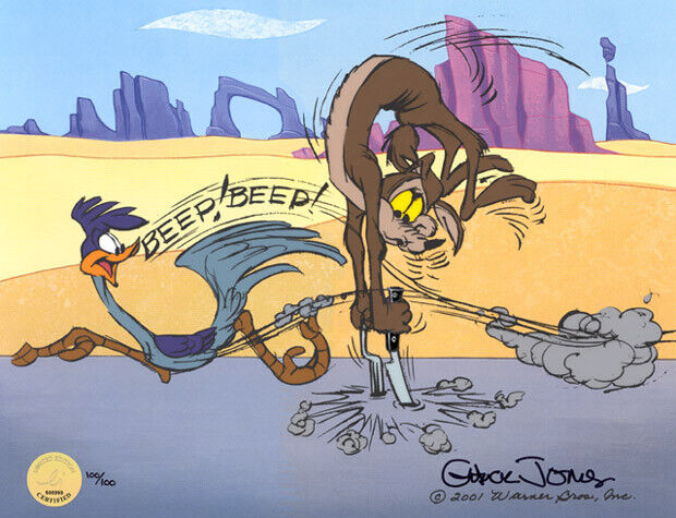 Warner Brothers-Limited Edition Cel-Fast and Famished-Wile Coyote + Road Runner