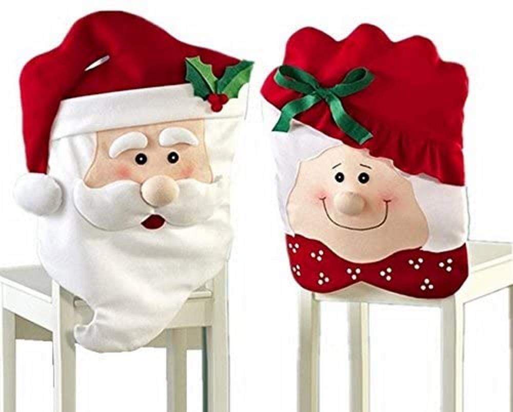 Mr and Mrs Santa Claus Christmas Kitchen Chair Covers 2 Piece Set