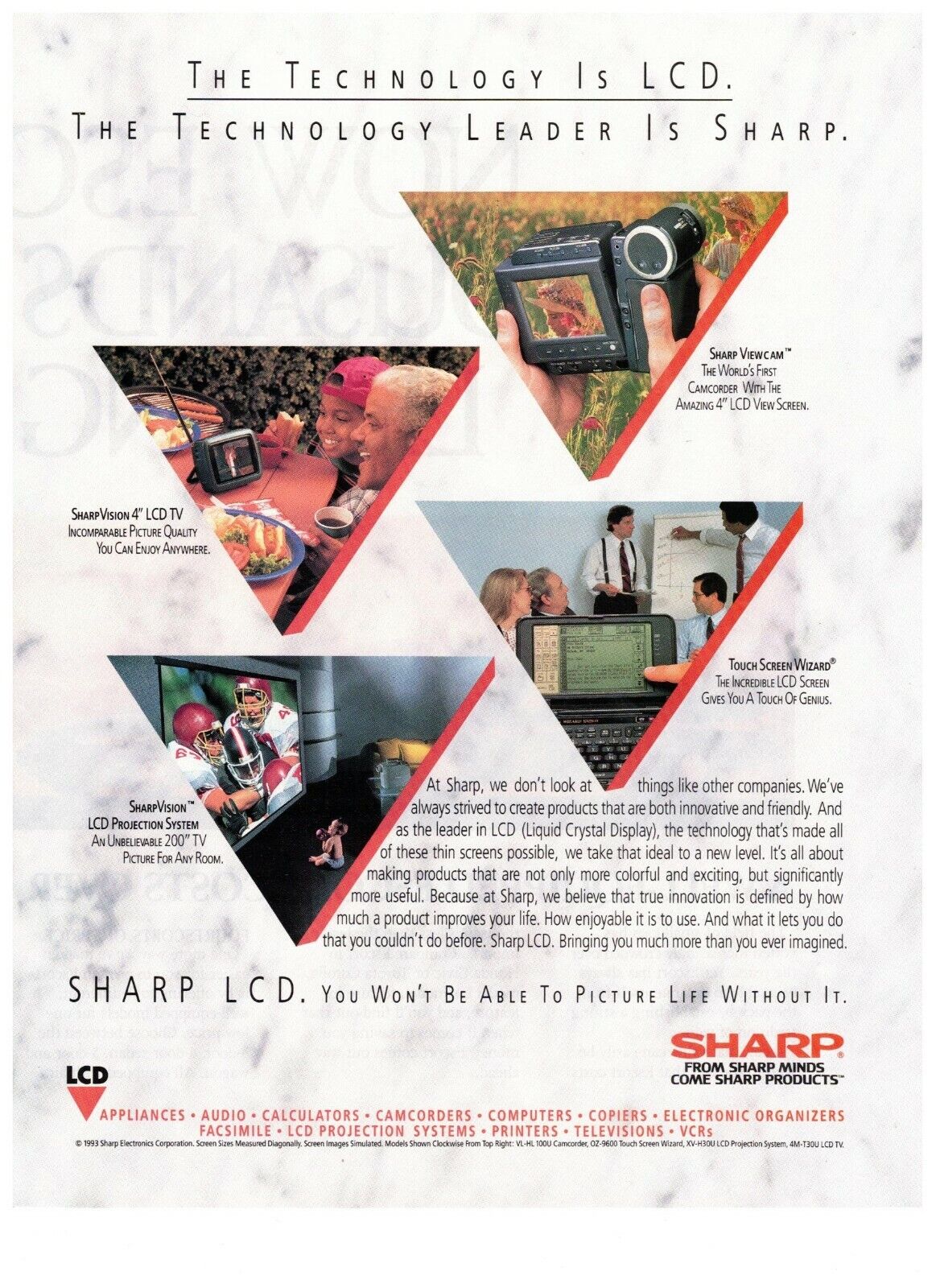 1993 Sharp LC Display Technology Color Photo Vintage Print Advertisement