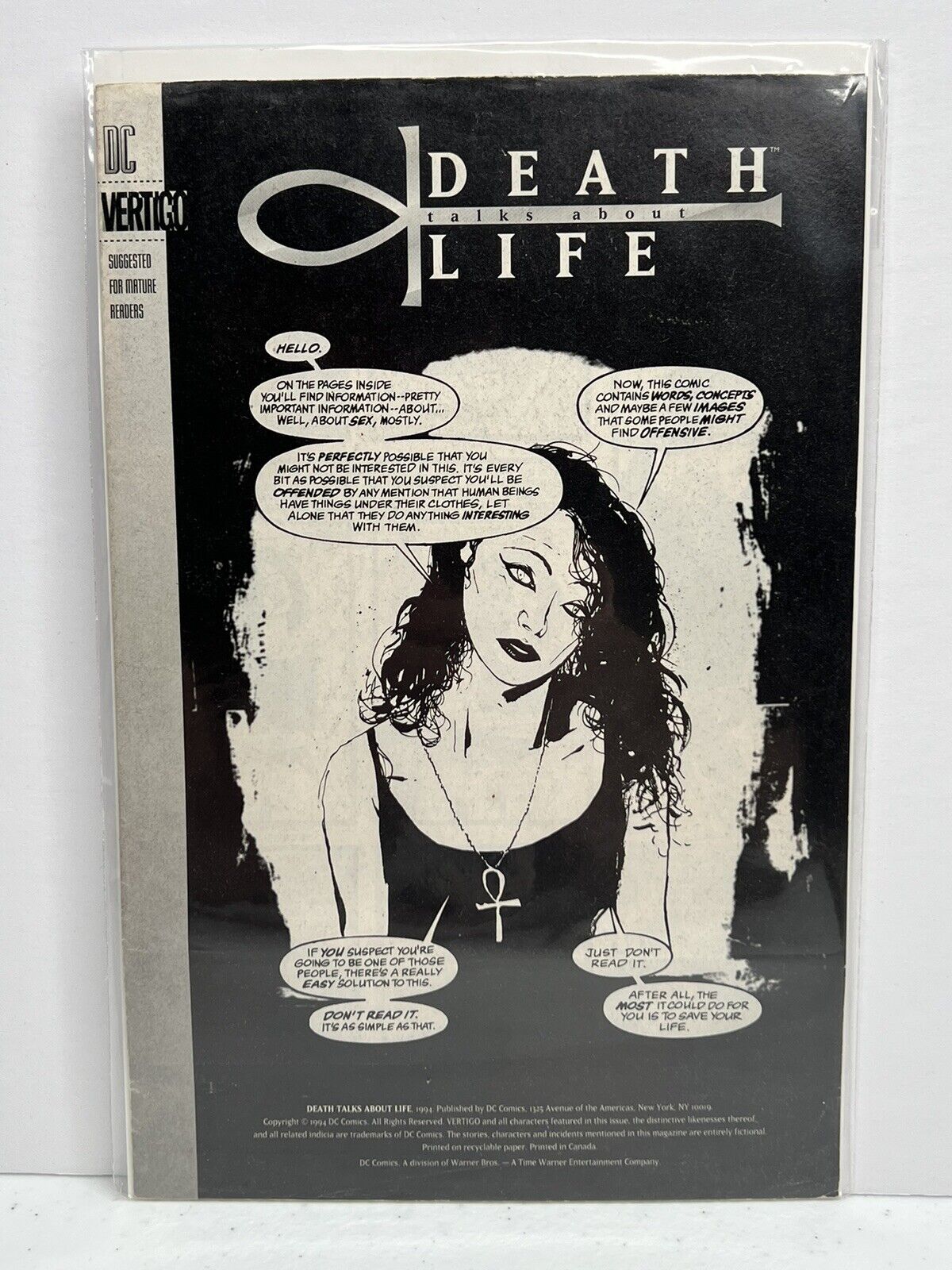 Death Talks About Life #1 HIV AIDS Awarness Promo Neil Gaiman DC Vertigo 1994