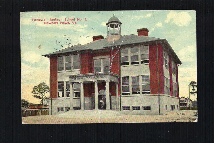 c.1911 Stonewall Jackson School Newport News Virginia VA Postcard POSTED
