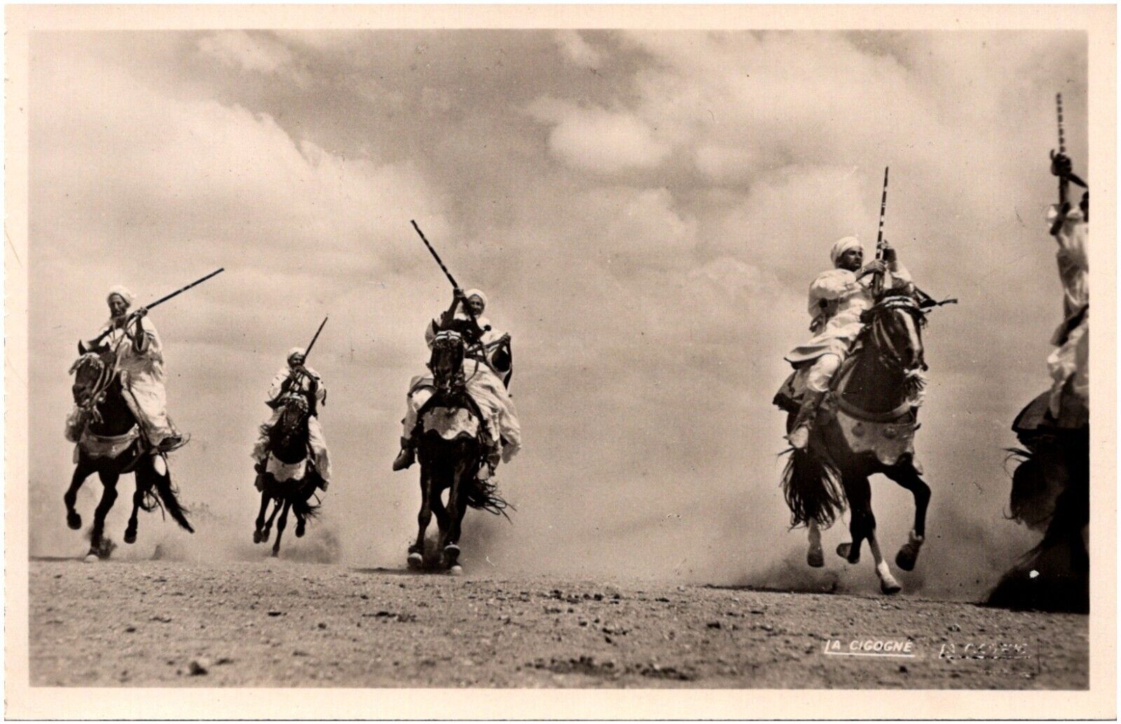 Native Riders on Horseback Casablanca Morocco Africa 1930s RPPC Postcard