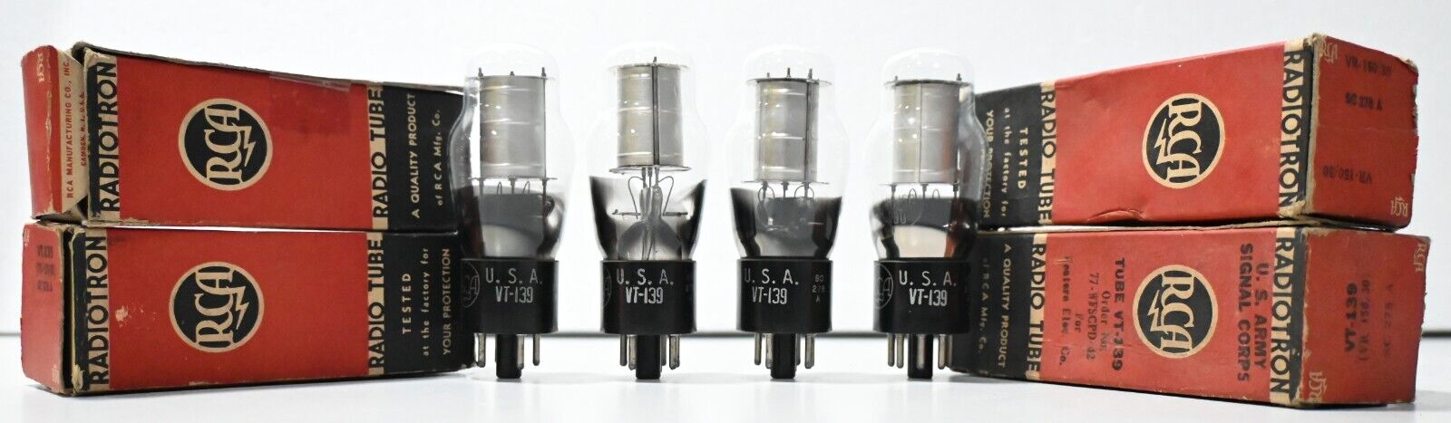 NOS VT139 VR150 OD3 RCA Black Base voltage regulator Tube Made In U.S.A 4 Pcs