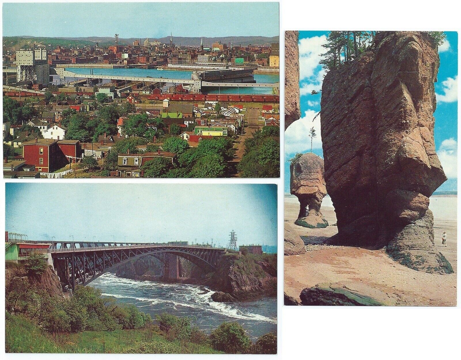 3 New Brunswick Postcards - Chrome - 1970\'s Vintage - Reversing Falls - Rocks