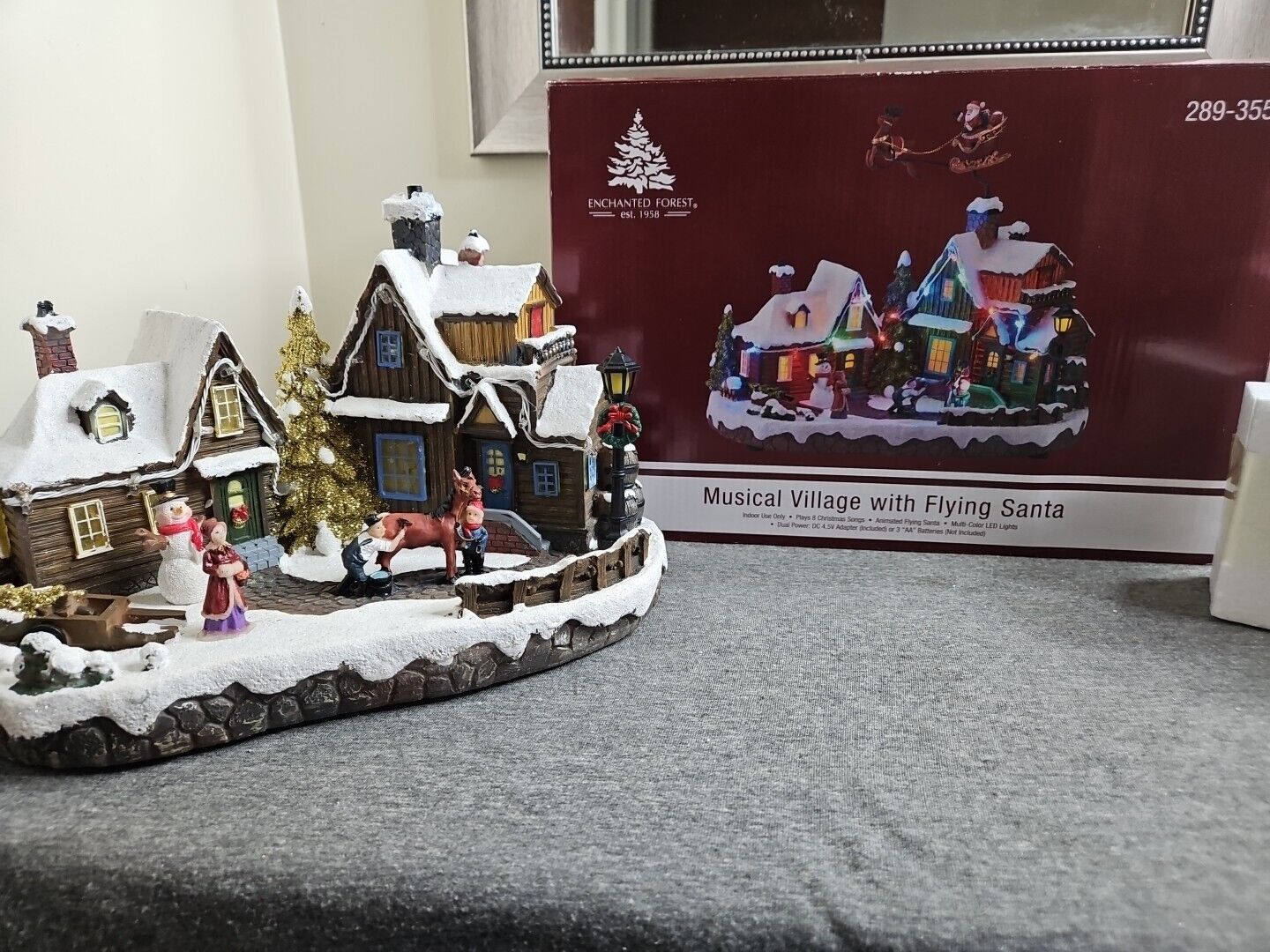 Enchanted Forest Christmas Village Home with Flying Santa