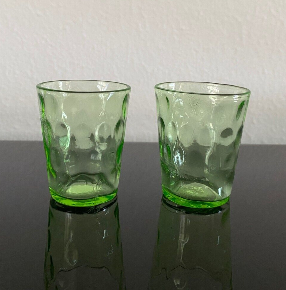Vintage Uranium Glass Shot Glasses - Set of 2