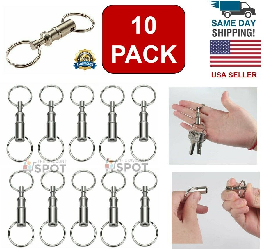 10-Pack Detachable Pull Apart Quick Release Keychain Key Rings/ US 