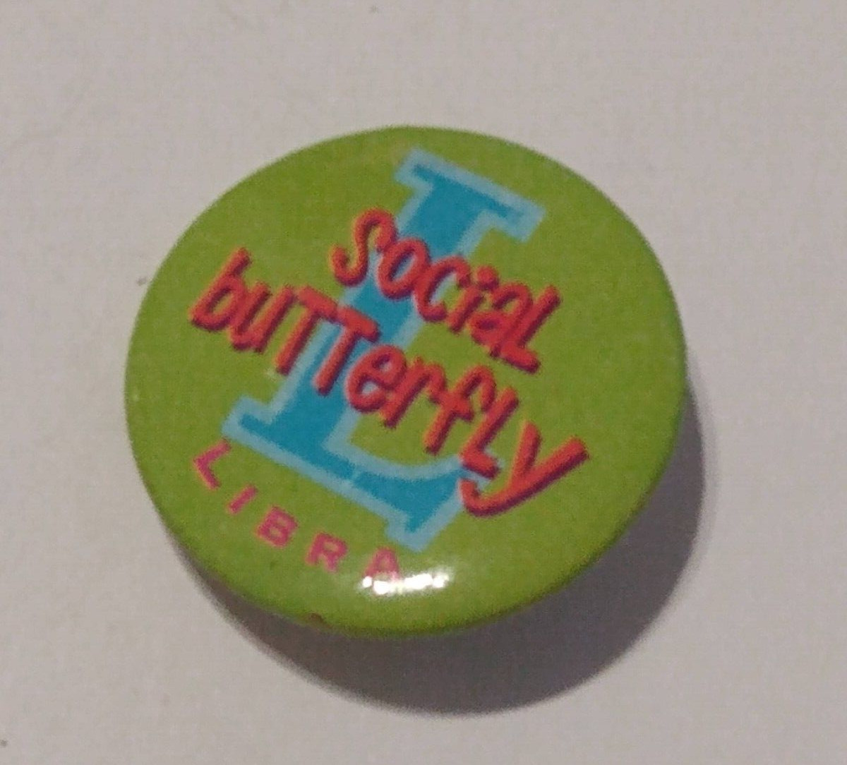 Social Butterfly Libra Small Button Badge Pin