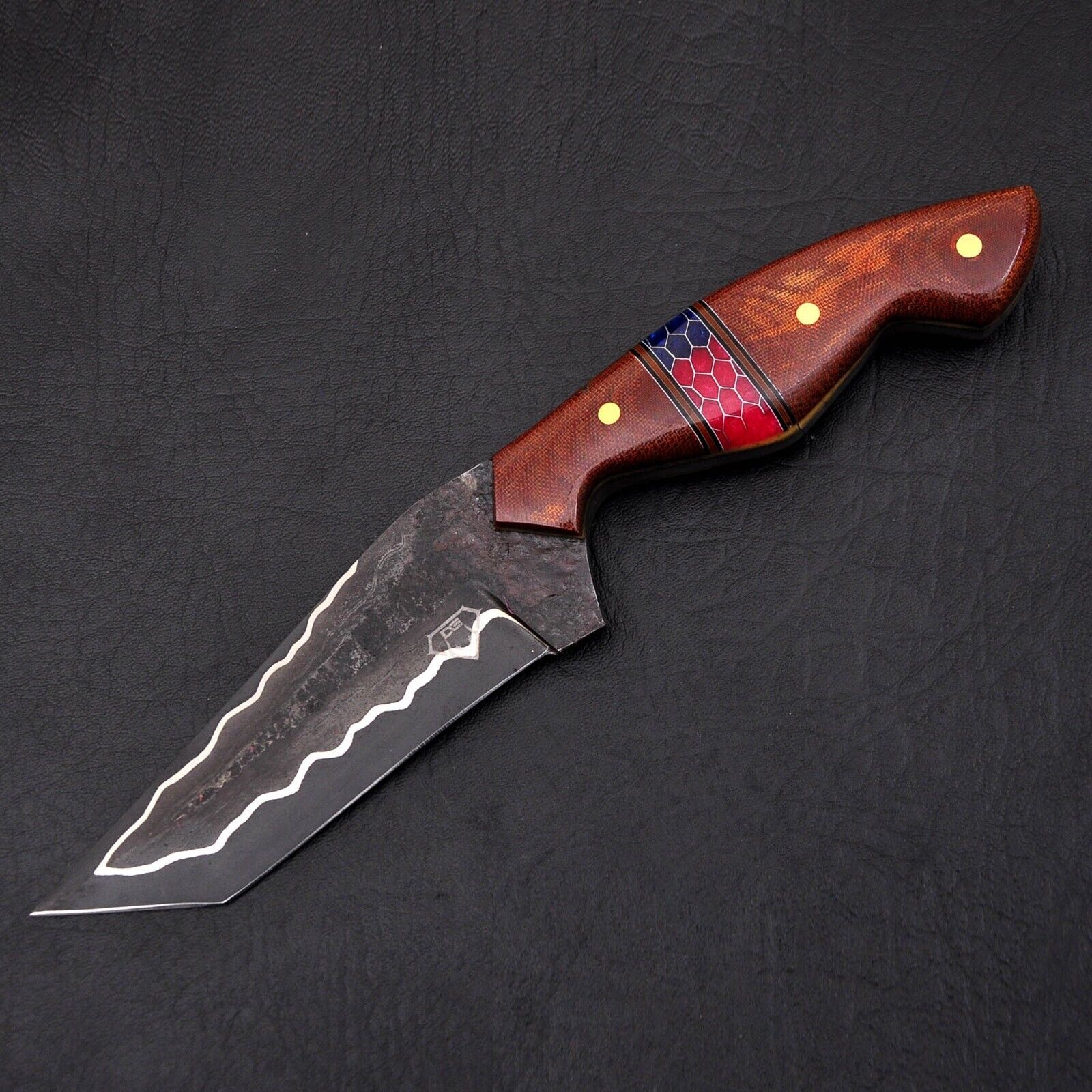 Custom Handmade San Mai Hunting Knife bushcraft Tanto camping knife 80crv2 steel