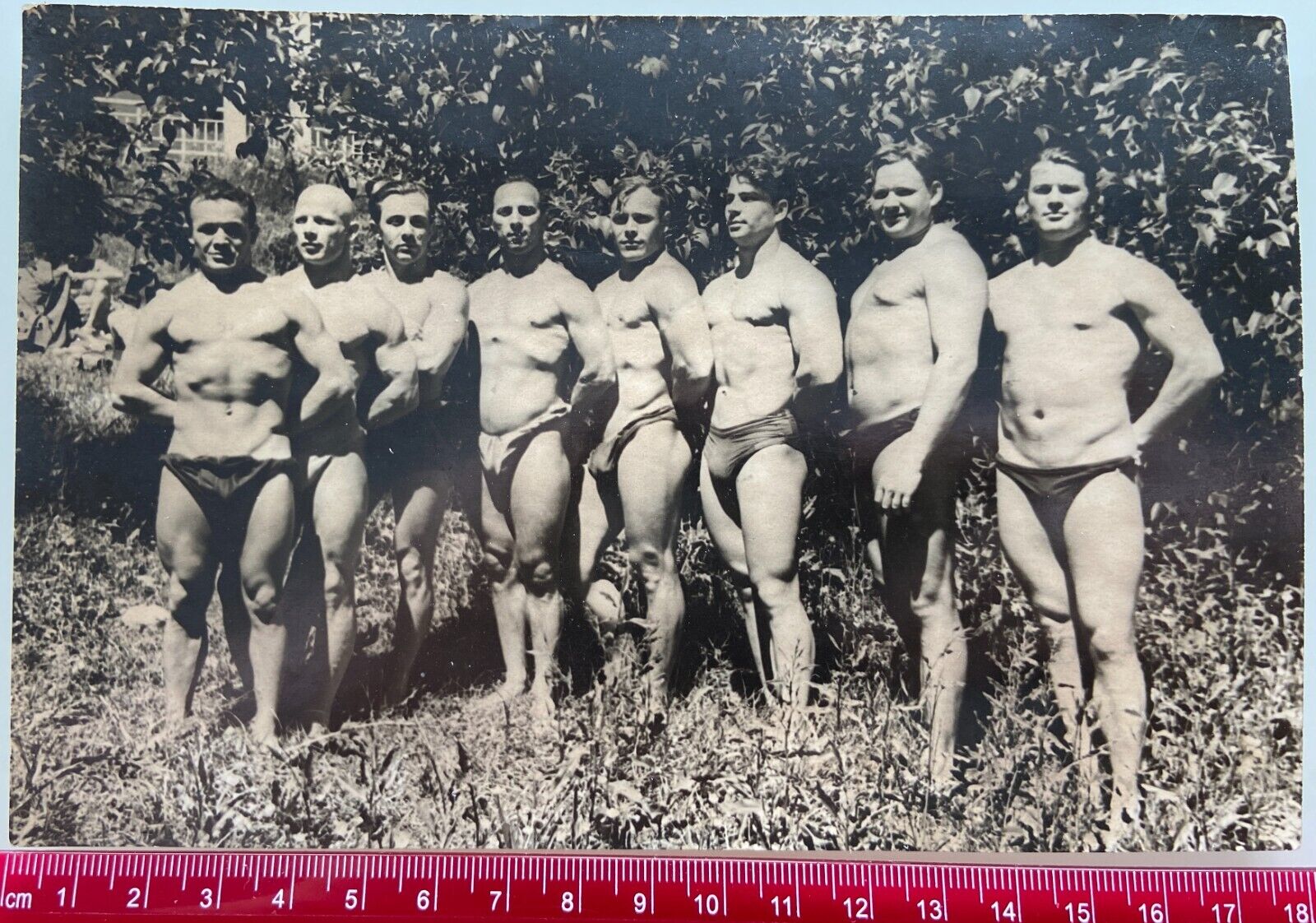 Shirtless Men Trunks Bulge Beefcake Affectionate Guys Gay Interest Vintage Photo