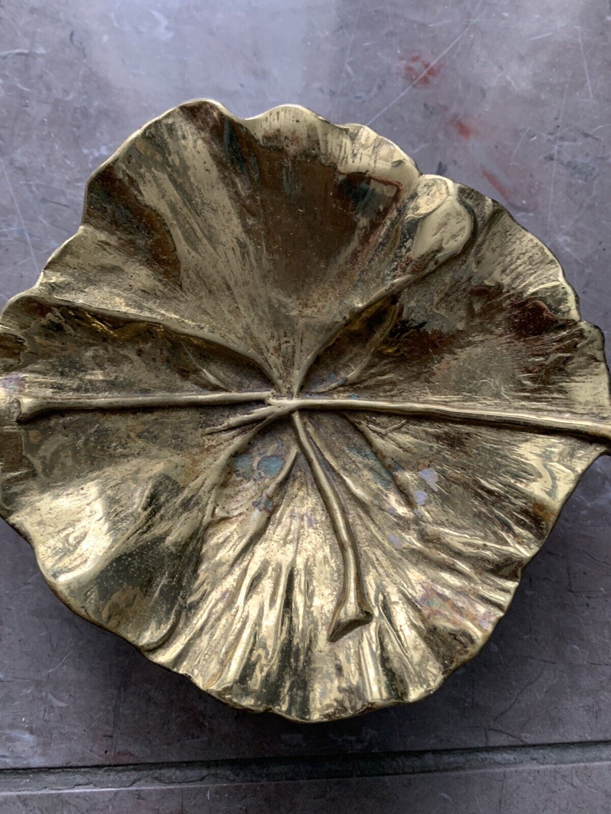 Vintage Va Metalcrafters Brass Ginko Leaf Tree Of Heaven Dish
