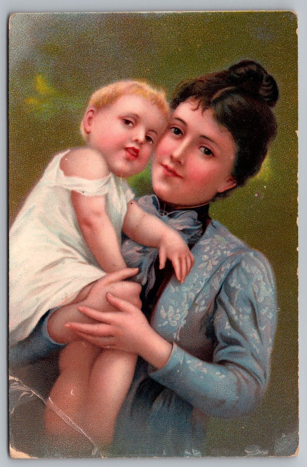 PFB Beautiful Edwardian Mother & Child Gel Portrait Postcard