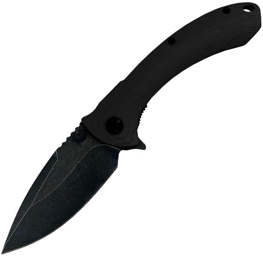 ABKT Tac Protector II Folding Knife Black G10 Handle D2 Plain Black Blade AB023B