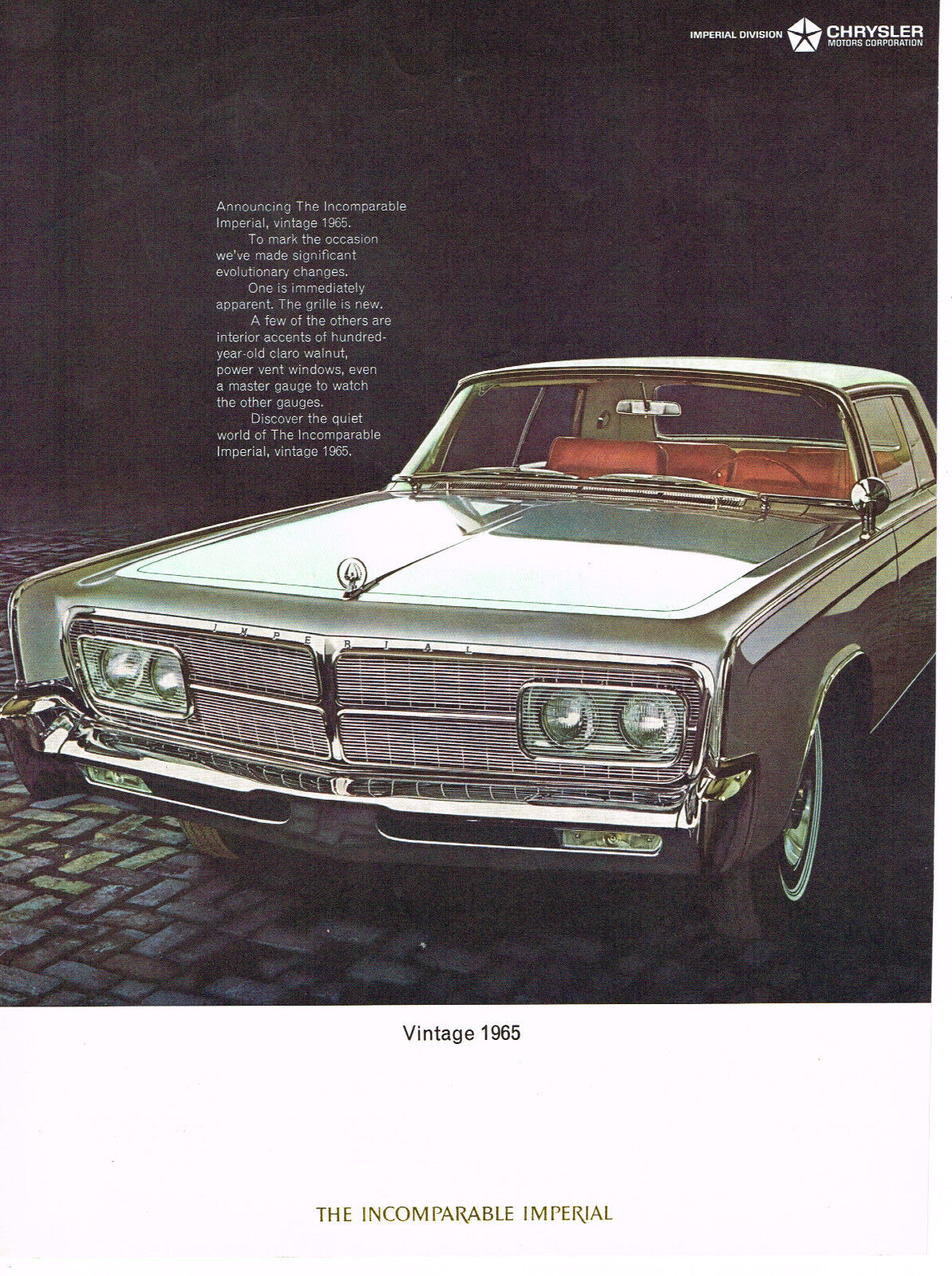 Vintage 1965 Magazine Ad Chrysler Imperial Discover Evolutionary Changes Made