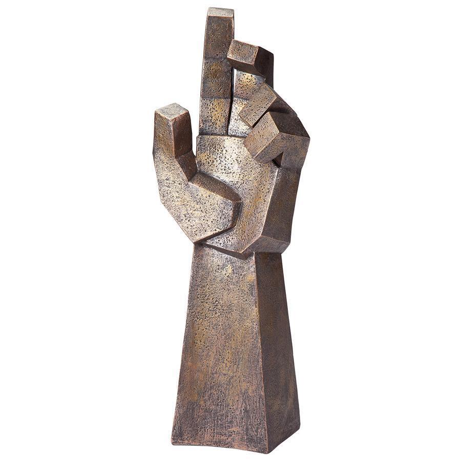 Modern Art Geometric Synergy Cubism Abstract Left Hand Icon Friendship Sculpture