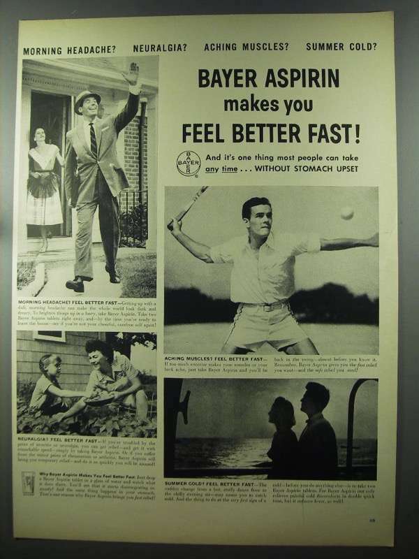 1956 Bayer Aspirin Ad - You Feel Better Fast