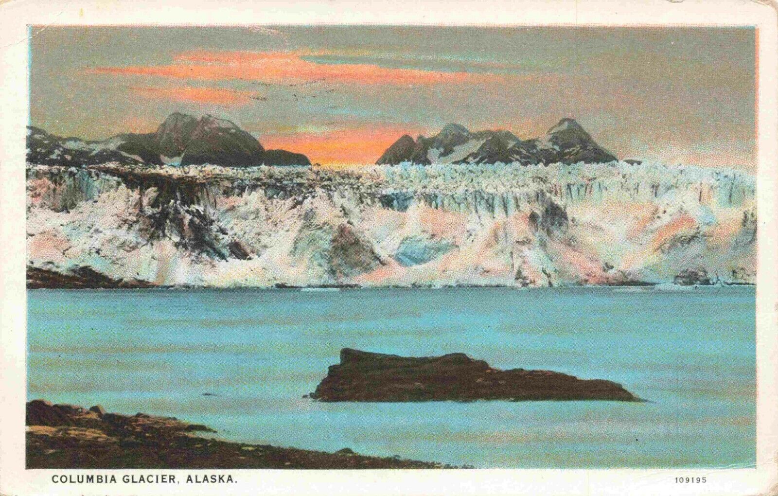 Columbia Glacier in Alaska 1929 Postcard from Steamer Passenger, Climate Change?