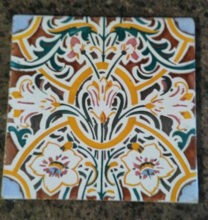 Large Spanish Antique tile from Spain Multicolor made of terra cotta 