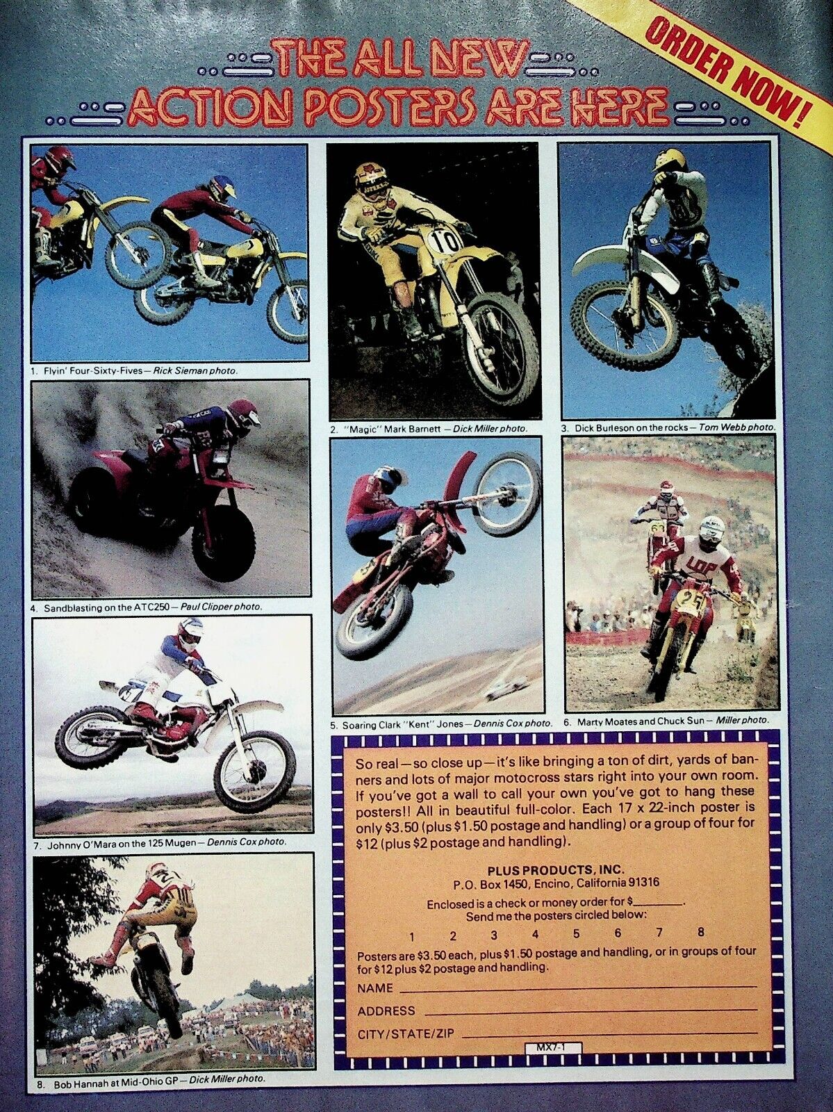 1981 Motocross Stars Posters Hannah Barnett Moates Sun - Vintage Motorcycle Ad