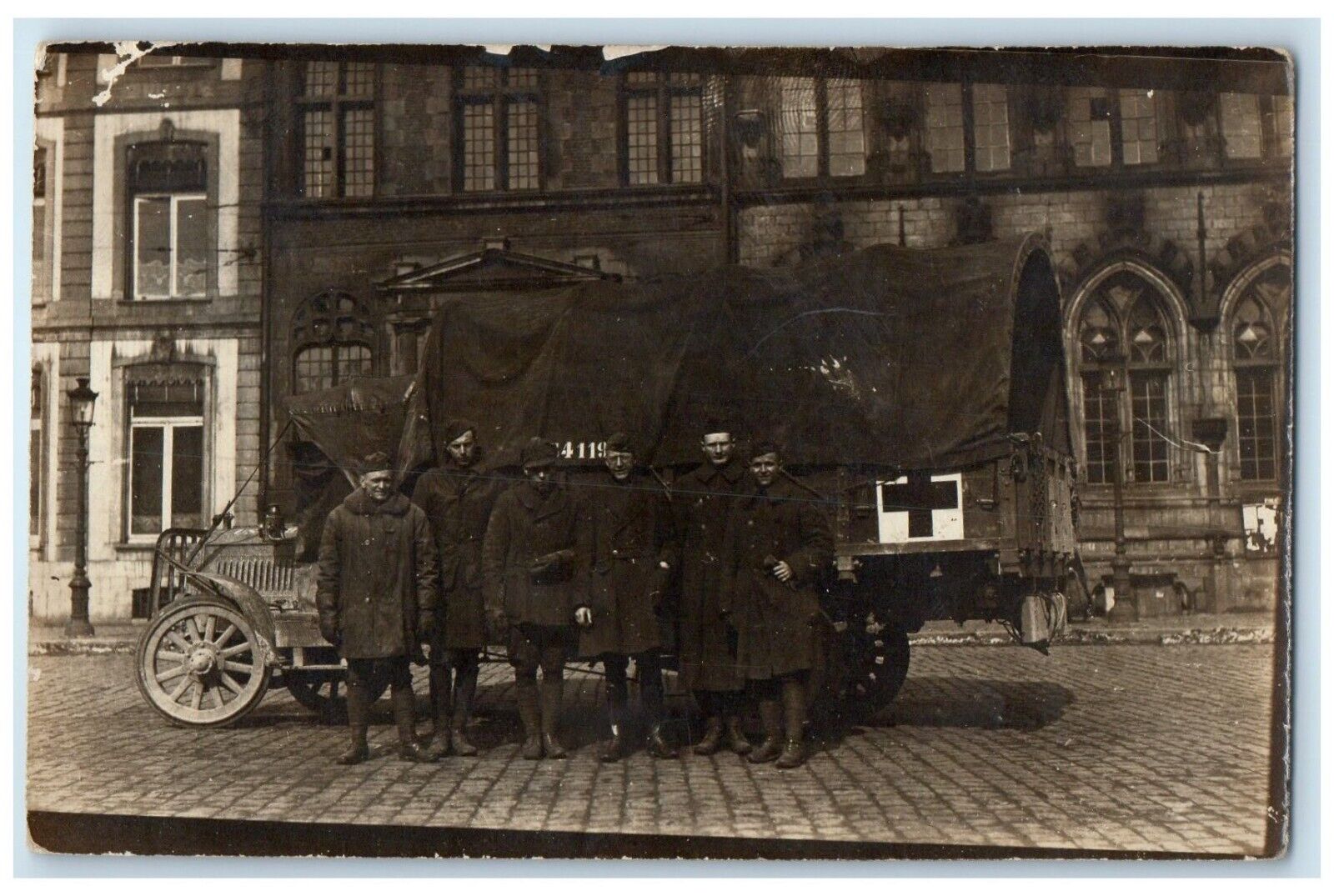 c1910\'s WWI US Medical Truck Mons Belgium RPPC Photo Posted Antique Postcard