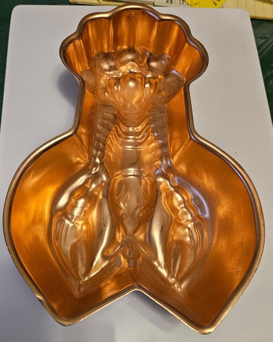 Copper Lobster Crawfish Wall Hanging Seafood Restaurant  Art Kitchen Mold Pan 