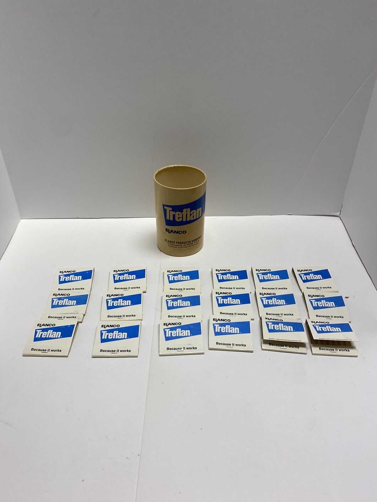 Vintage Treflan Elanco 18 matchbooks and 1 Container