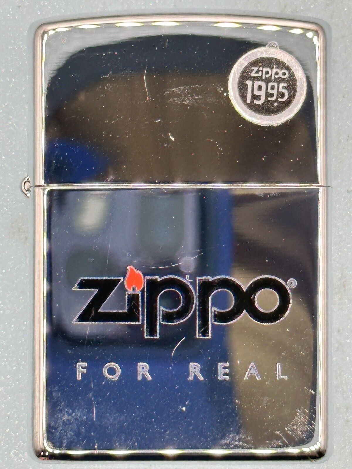 Vintage 2005 Zippo For Real High Polish Chrome Zippo Lighter NEW