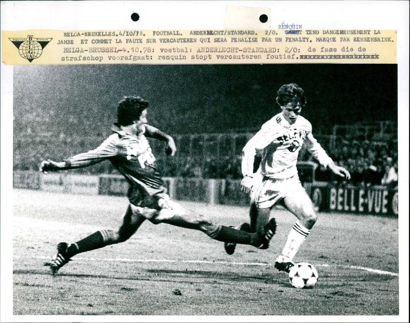 Soccer: Anderlecht vs Standard - Vintage Photograph 3714614
