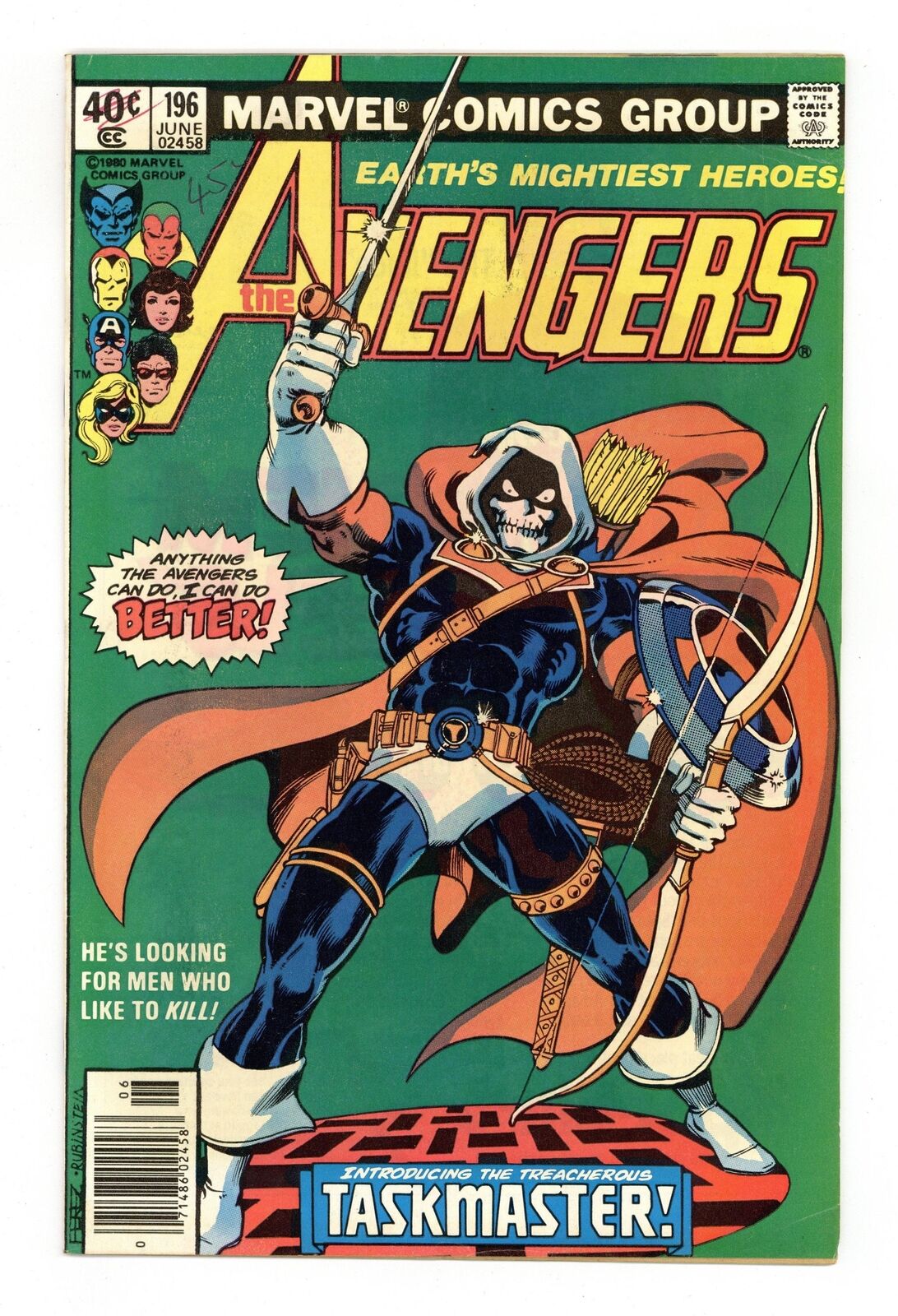 Avengers 196D VG+ 4.5 1980 1st full app. Taskmaster