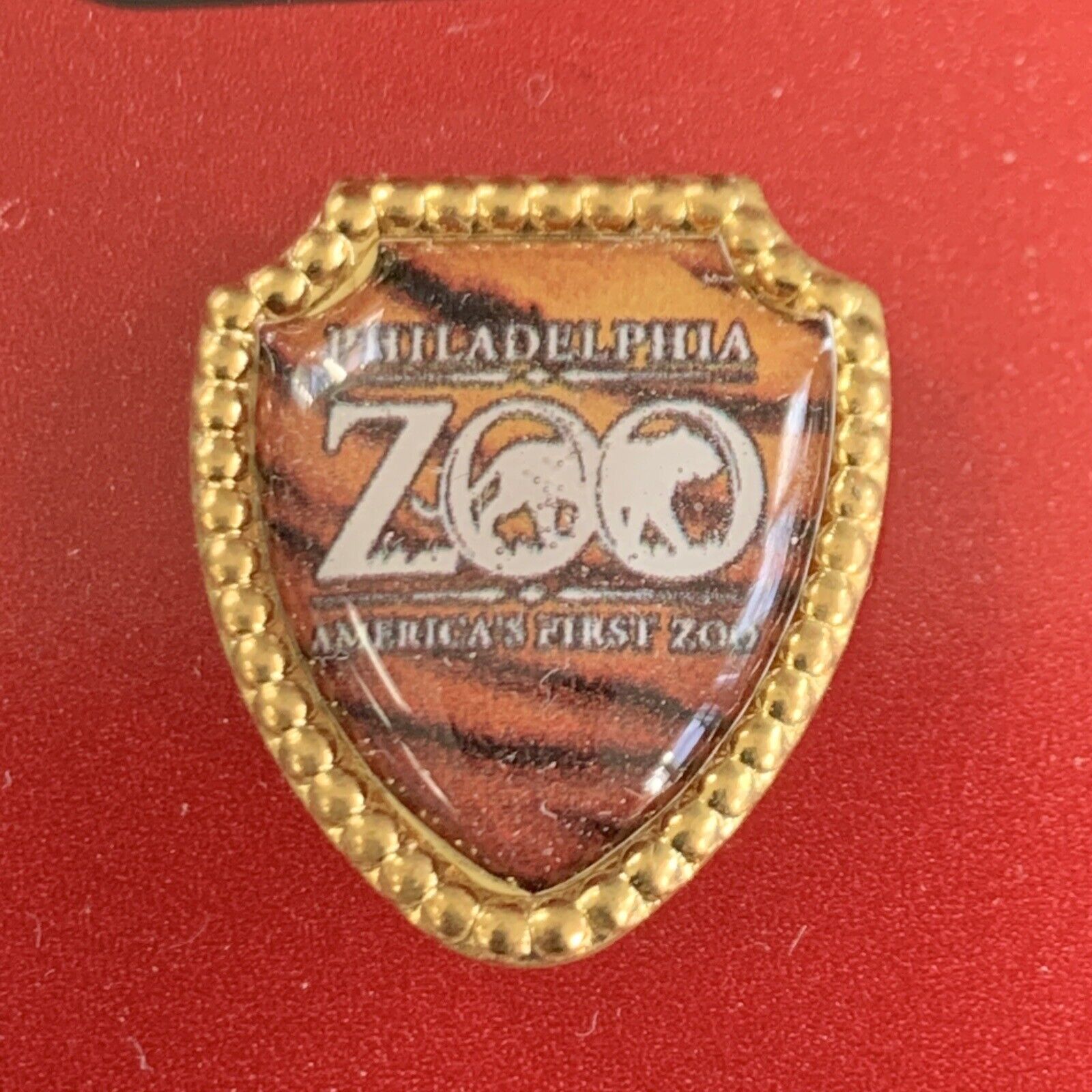 Vintage Philadelphia Zoo Lapel Pin Tiger Pattern America’s First Zoo NOS Fort US