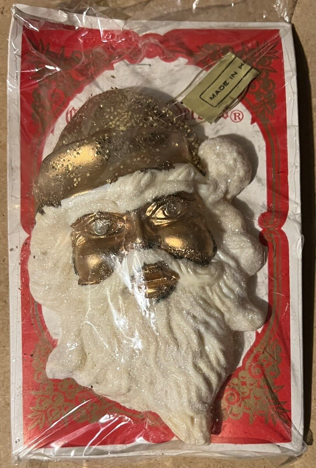 Vintage Star Band Co Santa Claus Face Christmas Ornament w/ Packaging Rare 1969
