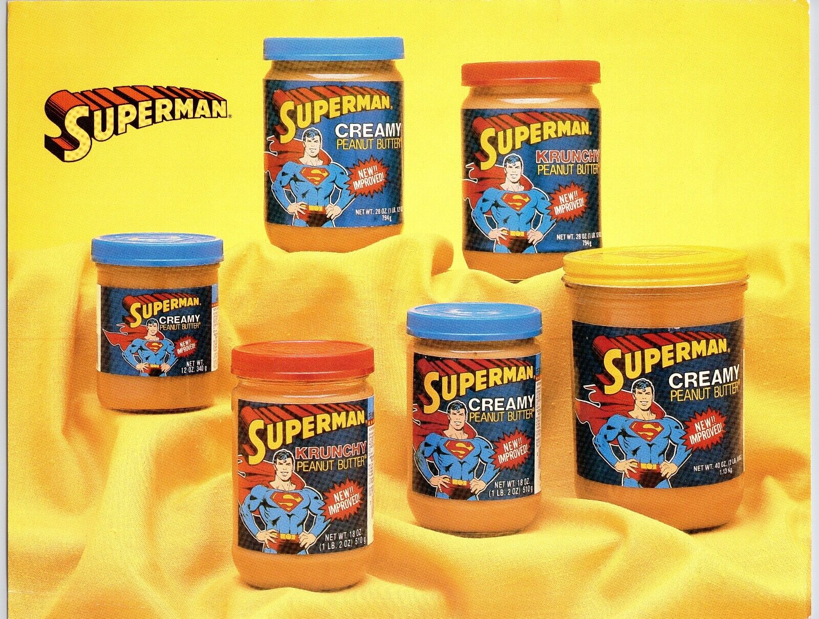 1980s Superman Peanut Butter Creamy & Crunchy Vintage Art Print Advertising